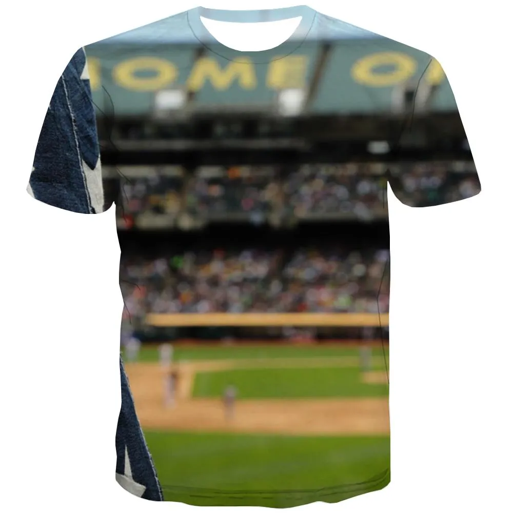 Baseball T-shirt Men Stadium Tshirt Printed Game Tshirts Novelty White Tshirts Cool