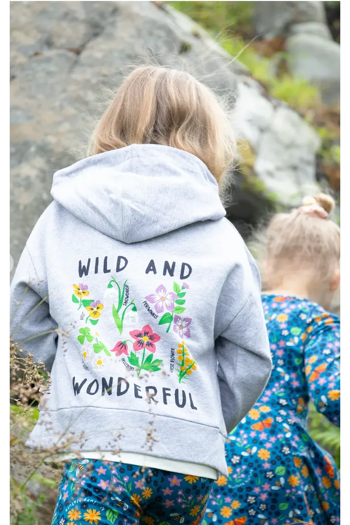 Frugi Switch Lissie Hoodie in Grey Marl/Wild And Wonderful