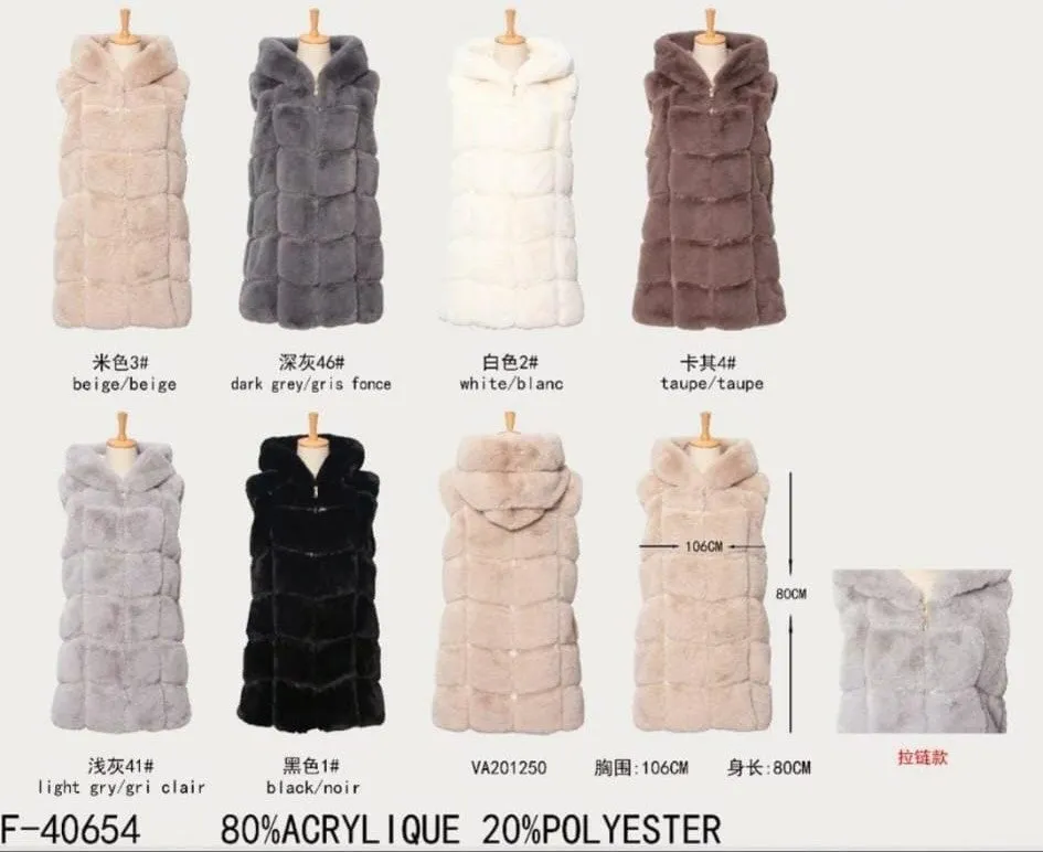 Hoody Faux Fur Zip Gilet