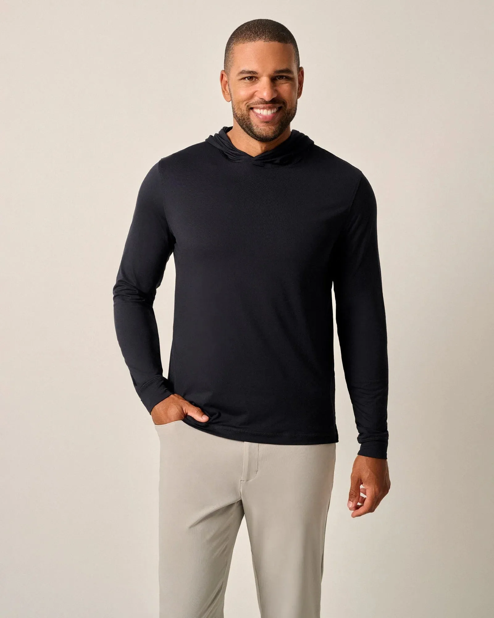Johnnie-O Talon Hooded Long Sleeve T-Shirt - Black*