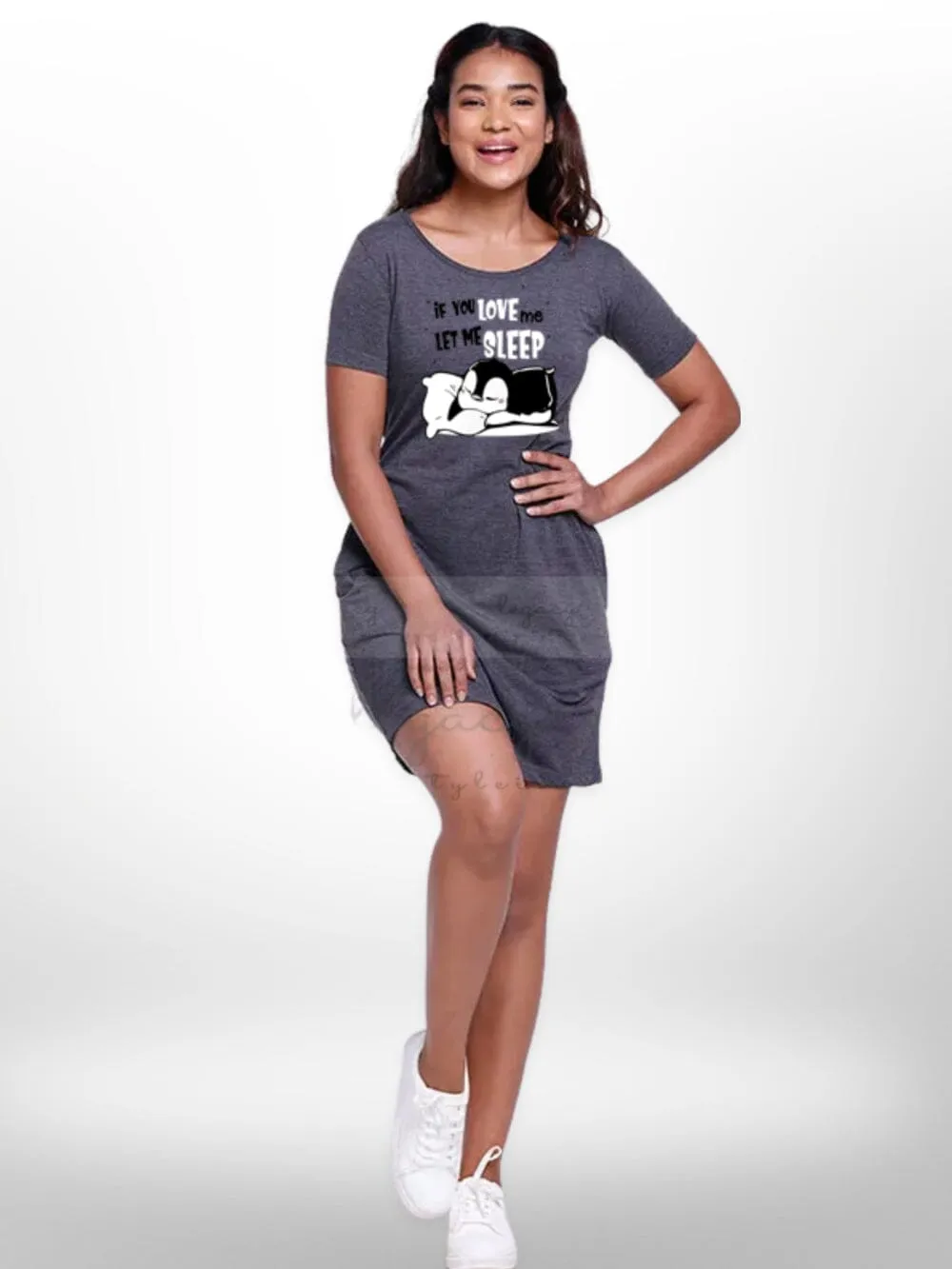Puppy Love Print Womens Long T-shirt