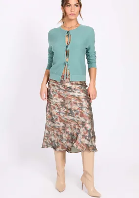 Sage Blur Print Midi Skirt - Multicolour