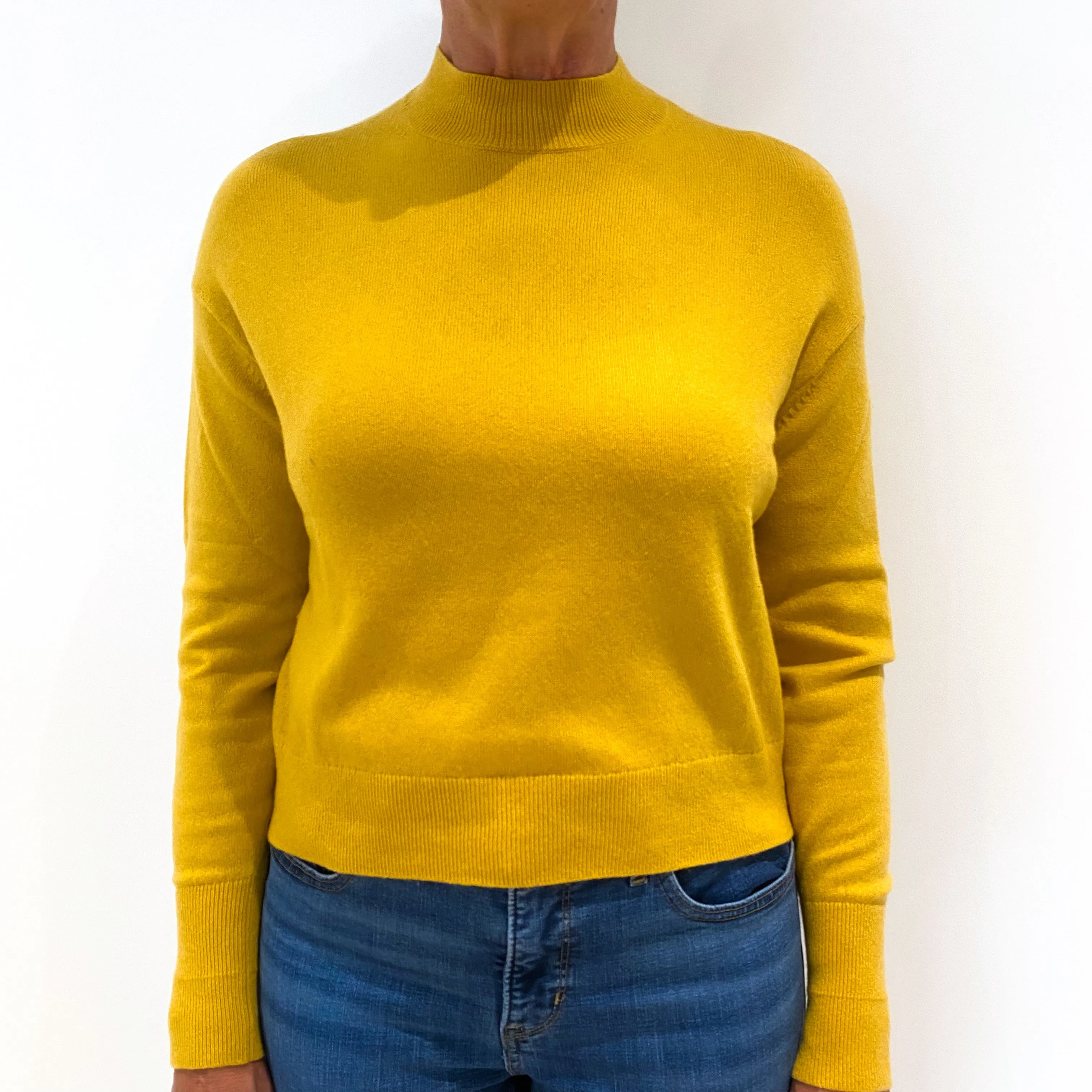 Sunflower Yellow Cashmere Polo Neck Jumper Medium