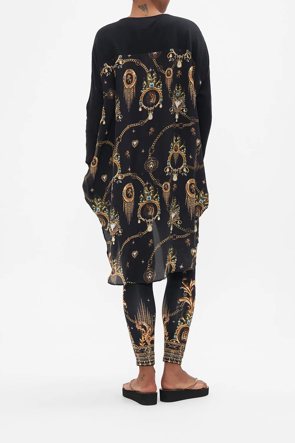 V NECK JUMPER WITH PRINT BACK JUNGLE DREAMING