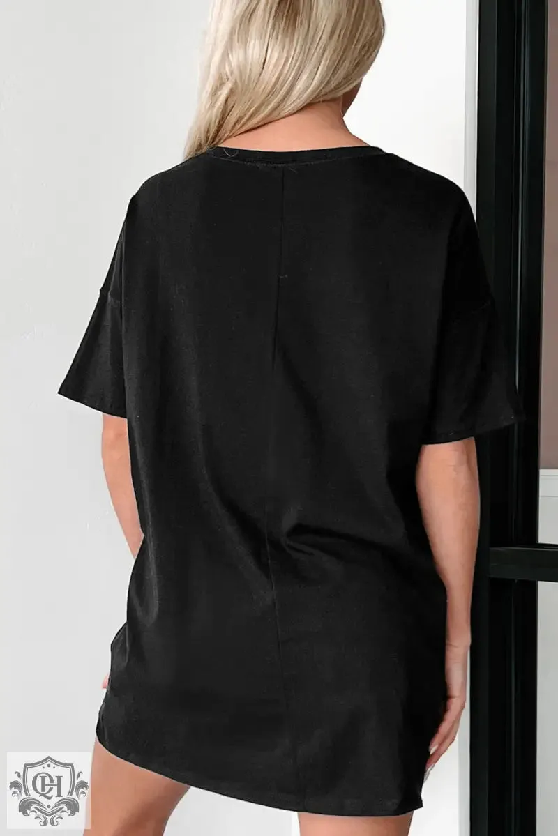 White Solid Color Round Neck Basic Tunic T Shirt