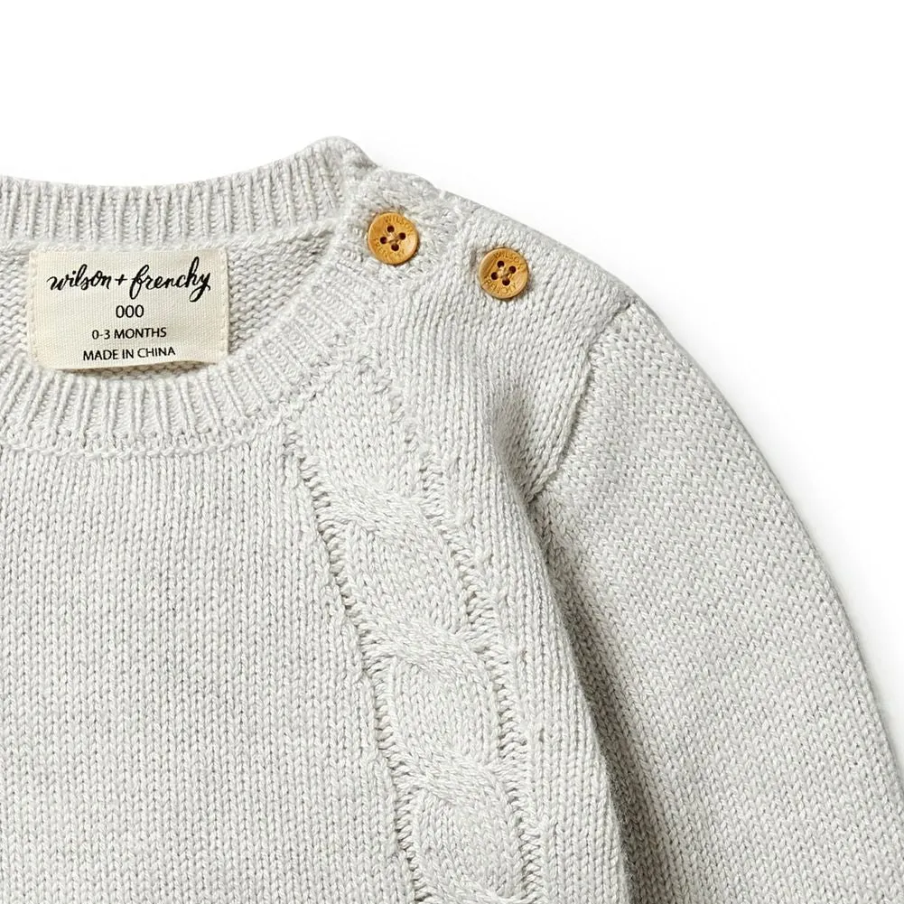 Wilson Frenchy Knitted Mini Cable Jumper - Grey Melange (3-6 Months, 6-8 Kg)