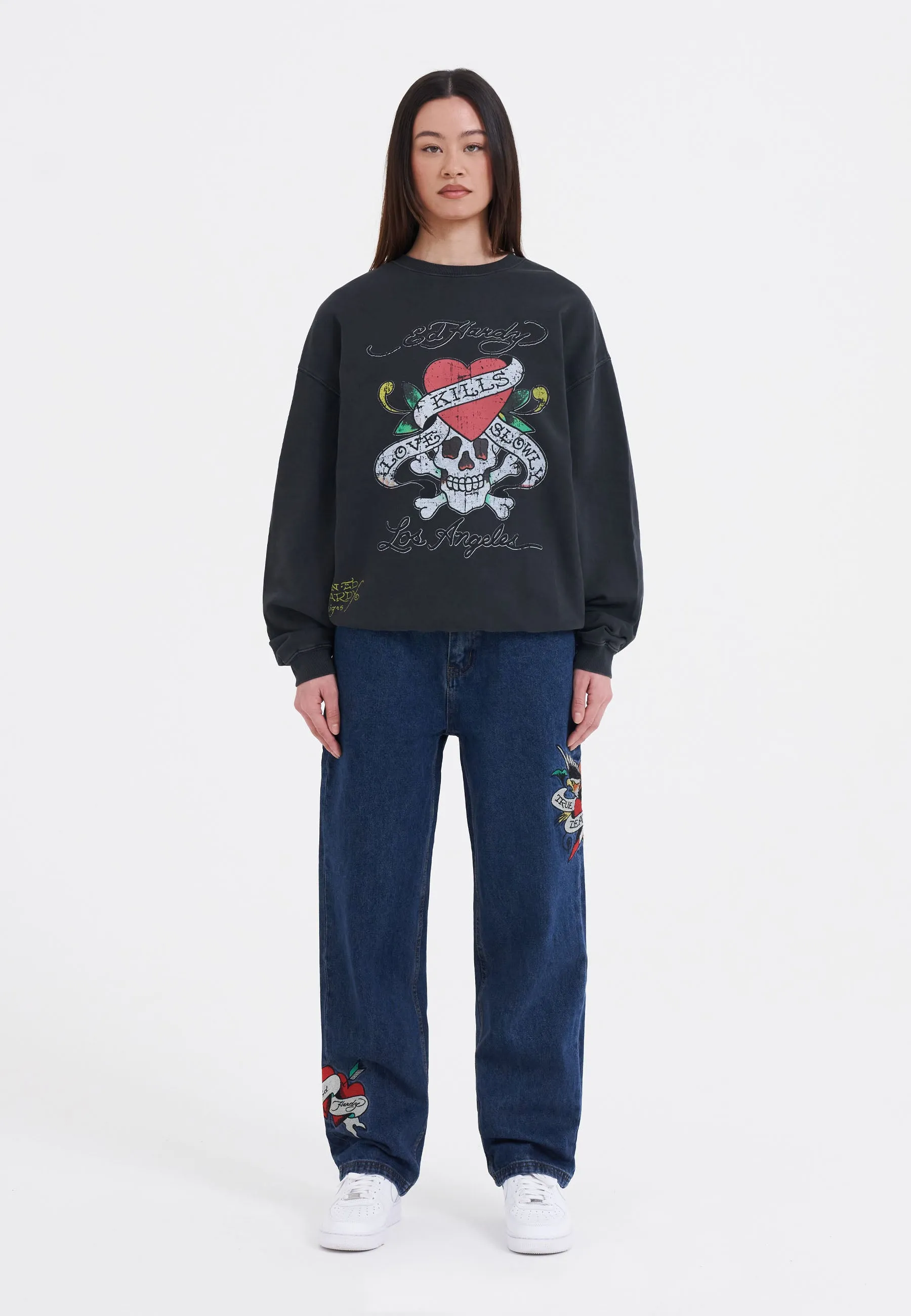Womens Love Kill Slowly Crew Neck Sweatshirt - Black
