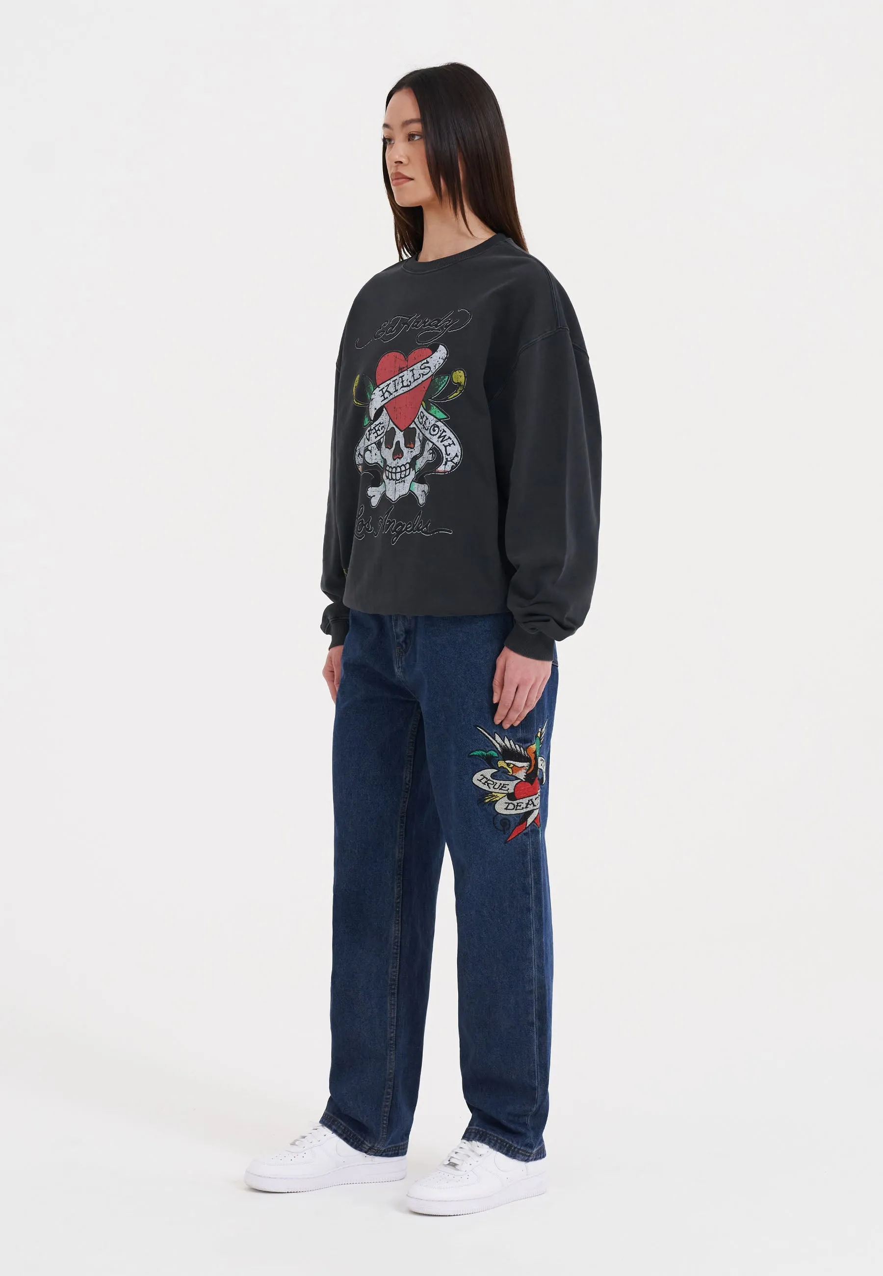 Womens Love Kill Slowly Crew Neck Sweatshirt - Black